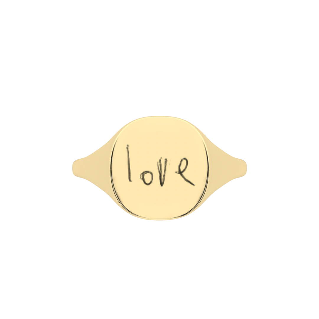 The Franca Touch Gold Signet Ring - Custom Handwriting | Also, Freedom