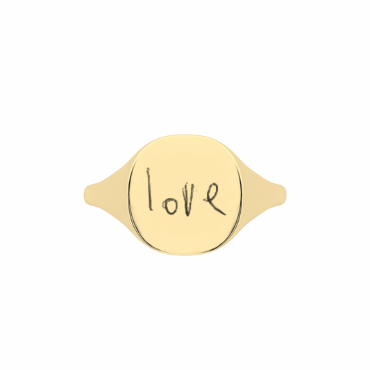 The Franca Touch Gold Signet Ring - Custom Handwriting | Also, Freedom