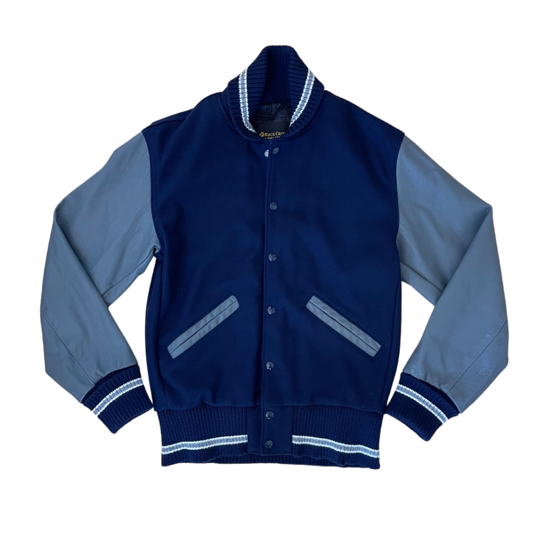 Letterman Jacket - Navy Blue/Grey