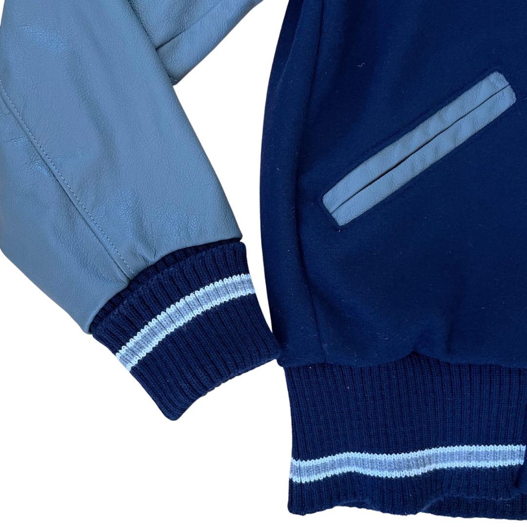 Letterman Jacket - Navy Blue/Grey