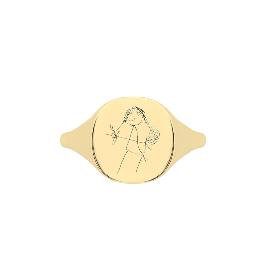 The Franca Touch Gold Signet Ring - Custom Drawing | Also, Freedom