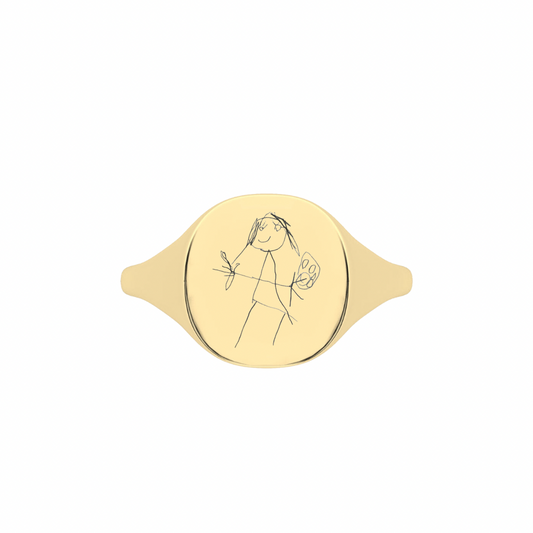 The Franca Touch Gold Signet Ring - Custom Drawing | Also, Freedom