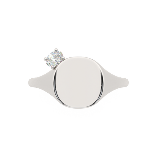 Franca Floating Diamond Signet Ring - Elegant Gold Jewelry | Also, Freedom