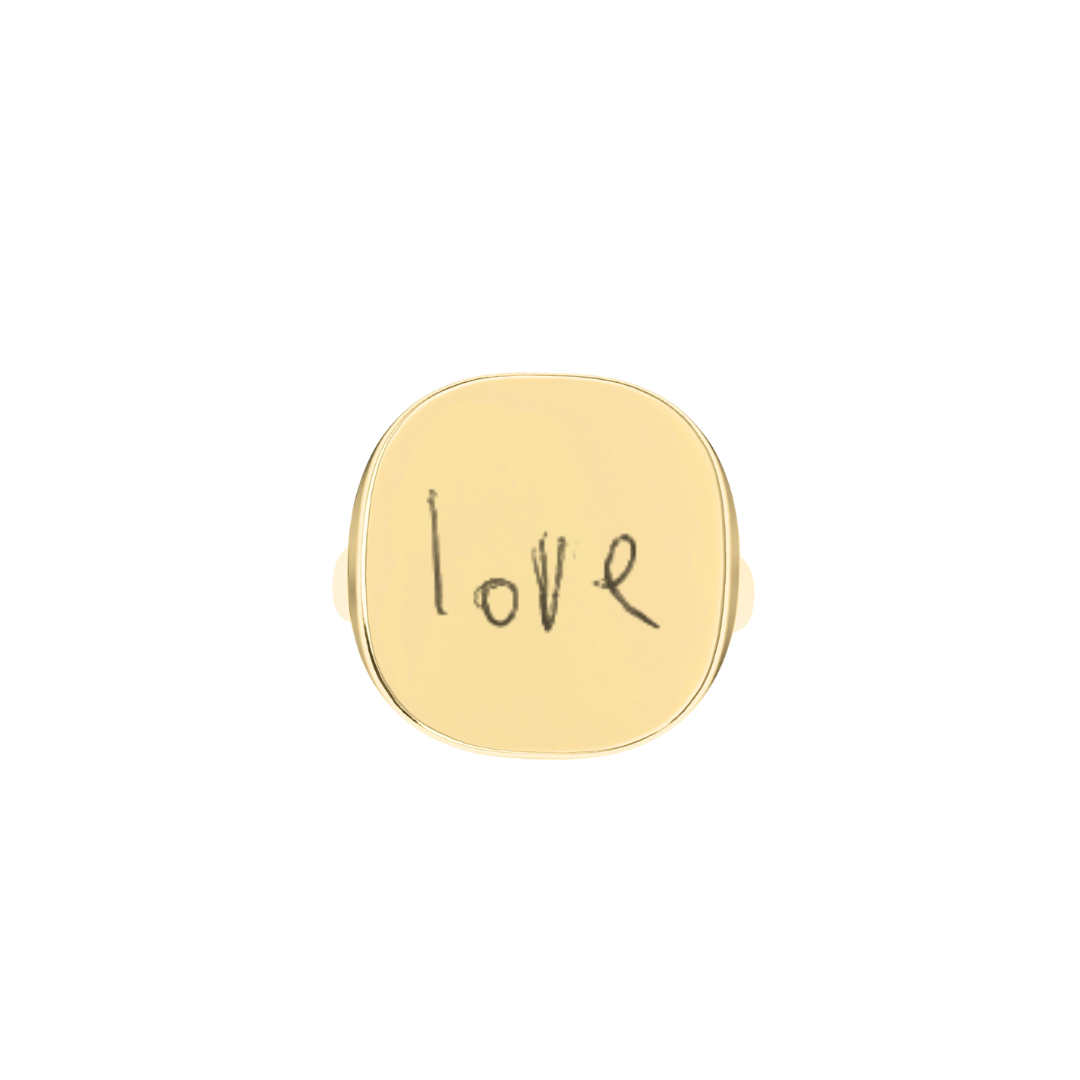 The Franca Touch Ring - Custom Handwriting in Gold | Also, Freedom