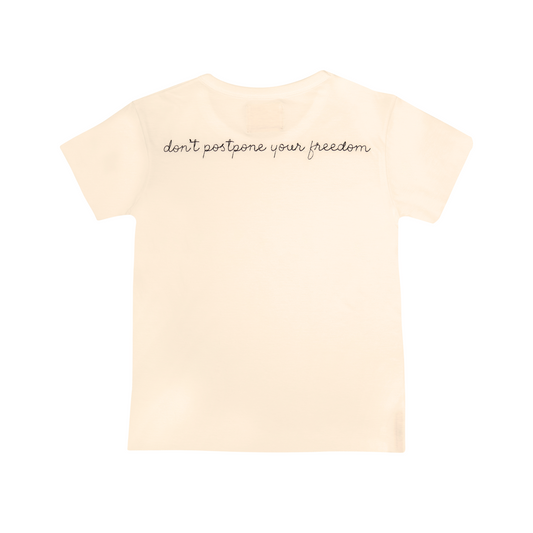 Don't Postpone Your Freedom, Baby Girl Tee BEIGE