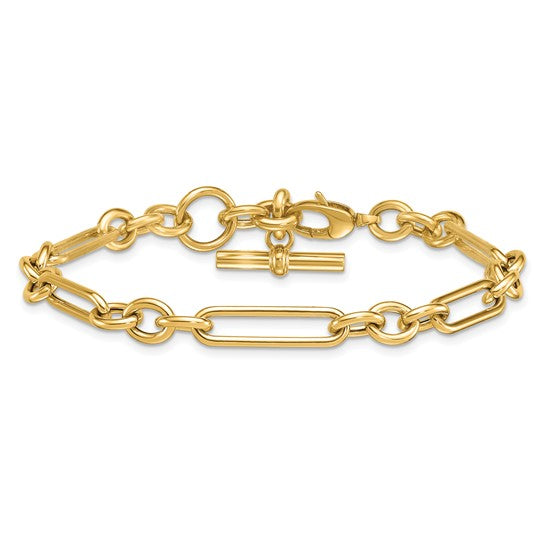 14k T-Bar Mixed Link Bracelet/Anklet