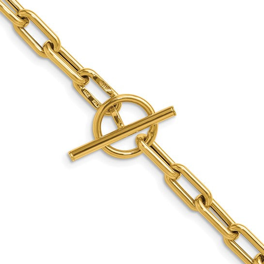 14k T-Bar Toggle Paperclip Necklace