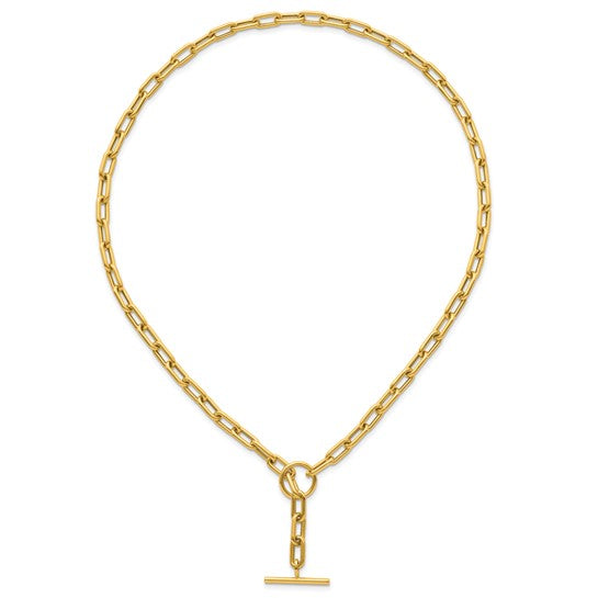 14k T-Bar Toggle Paperclip Necklace