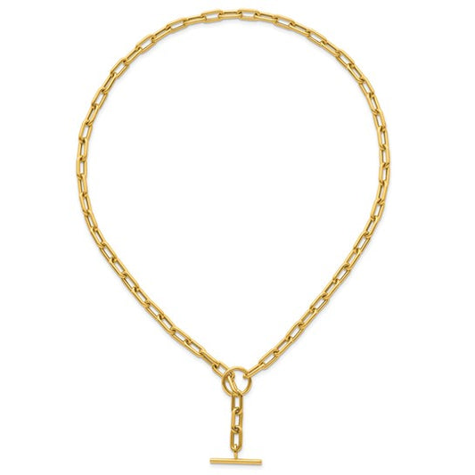 14k T-Bar Toggle Paperclip Necklace