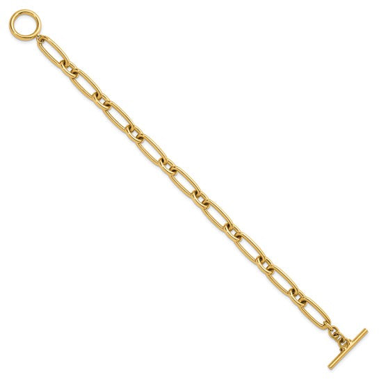 14k T-Bar Mixed Link Bracelet - Italy