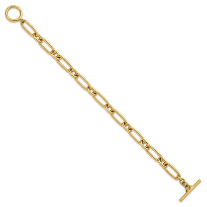 14k T-Bar Mixed Link Bracelet - Italy
