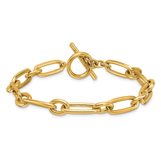14k T-Bar Mixed Link Bracelet - Italy