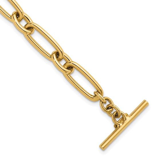 14k T-Bar Mixed Link Bracelet - Italy