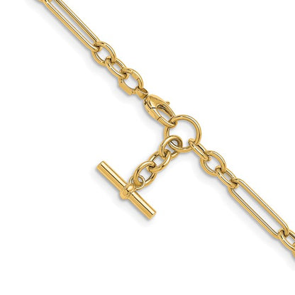 14k T-Bar Toggle Paperclip Necklace - Italy
