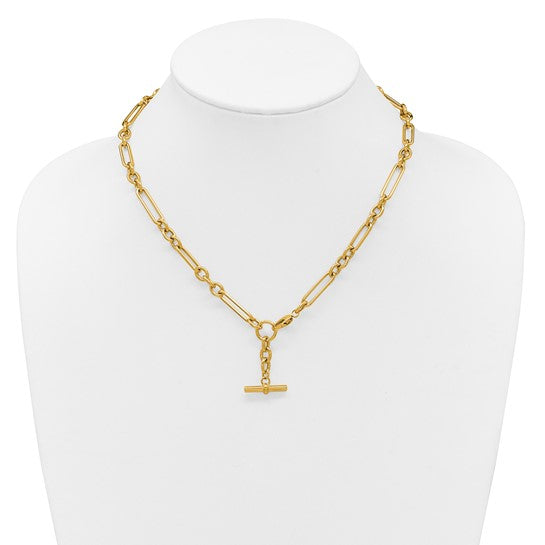 14k T-Bar Toggle Paperclip Necklace - Italy