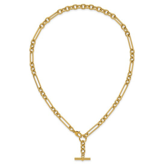 14k T-Bar Toggle Paperclip Necklace - Italy