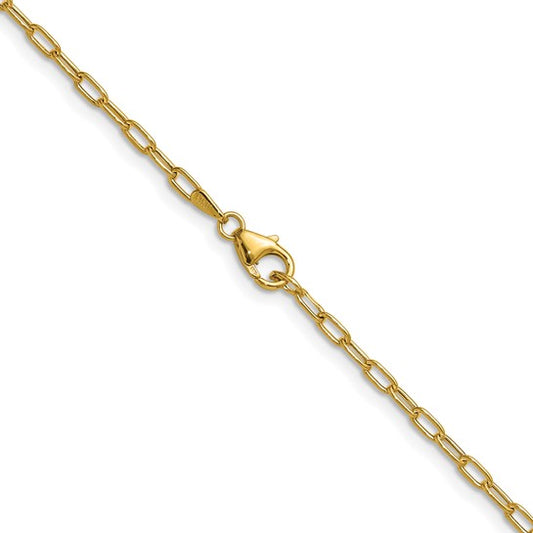 14k Rounded Paperclip Necklace - Italy