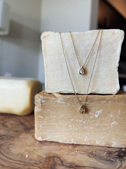 Floating Pear Diamond Necklace