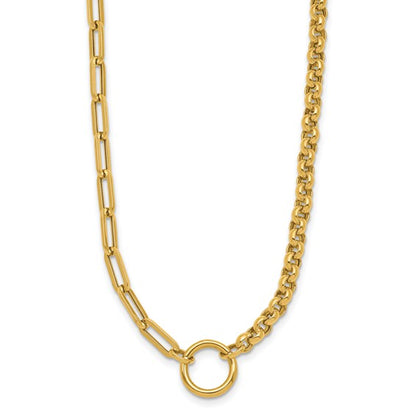 14k Paperclip + Rolo Mixed Link Necklace