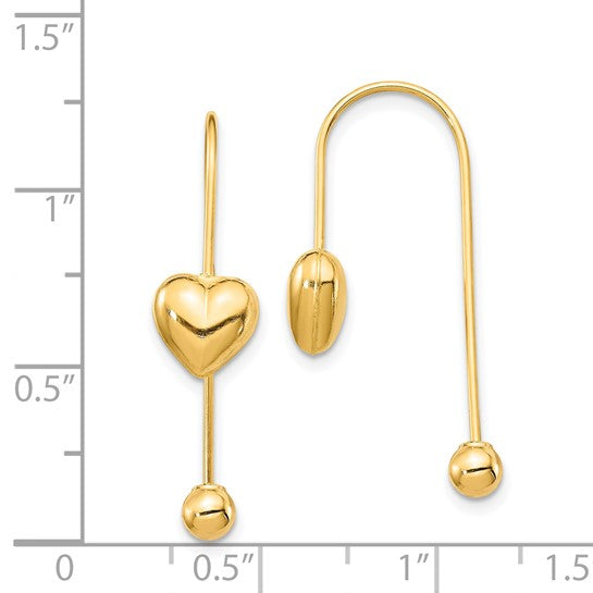 14k Sweetheart Swing Earrings