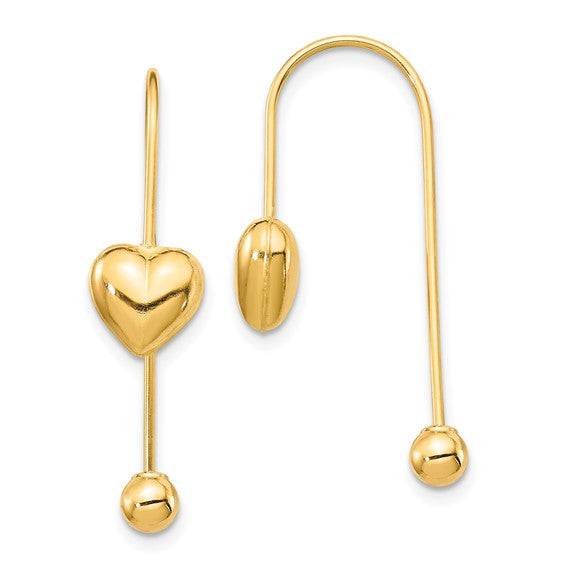 14k Sweetheart Swing Earrings