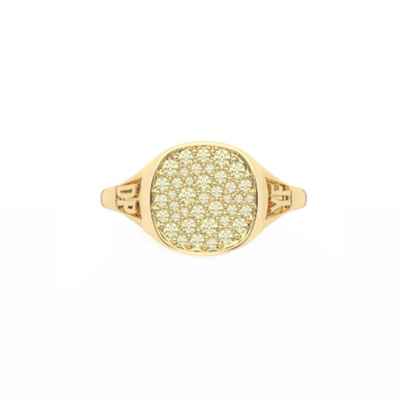 The DPYF Franca Squared Signet Pavé Pinky Ring - Also, Freedom