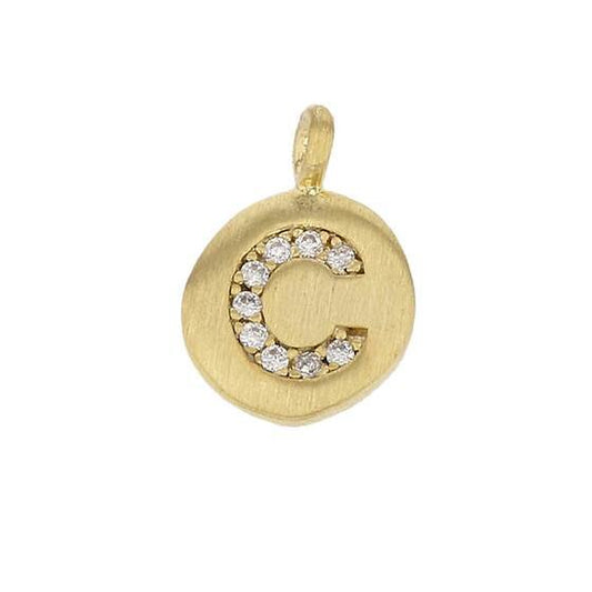 14k GP Brushed Letter Charm