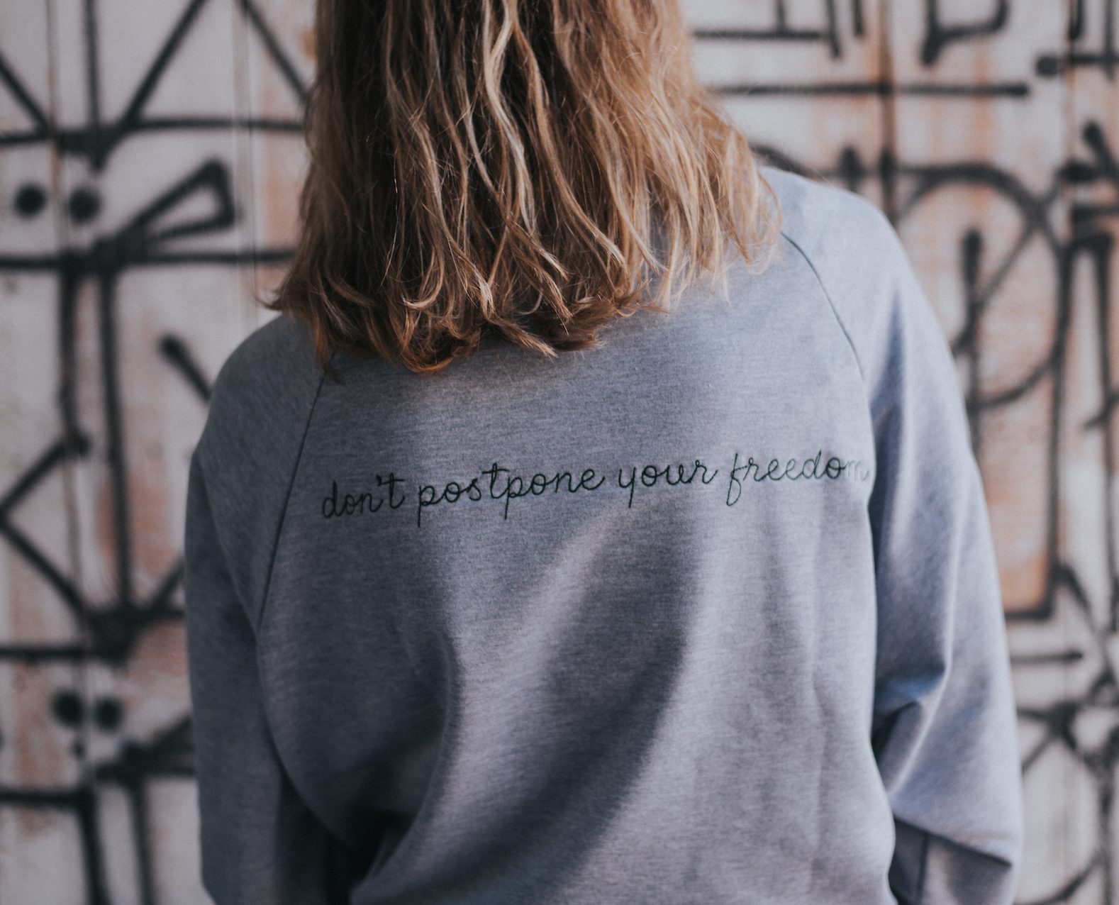 Don't Sweat Your Freedom, French Terry Sweatshirt GREY - Also, Freedom