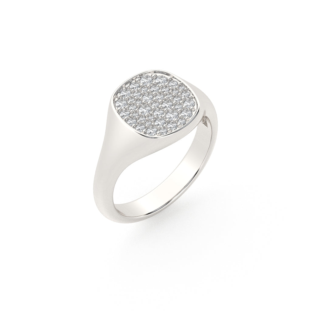 The Franca Squared Signet Pavé Pinky Ring - Also, Freedom