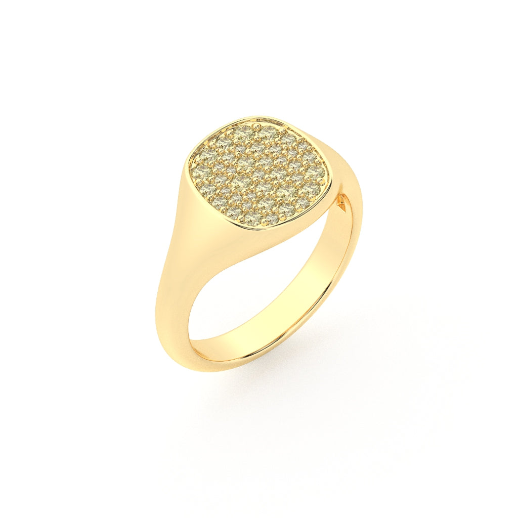 The Franca Squared Signet Pavé Pinky Ring - Also, Freedom